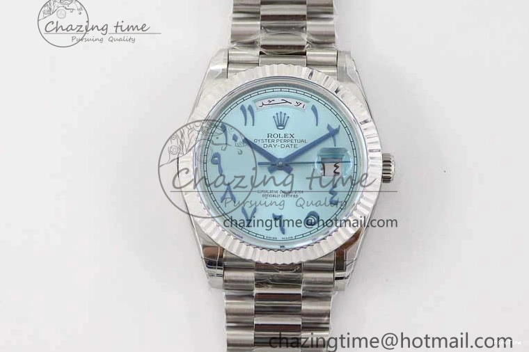 MiroTime 0219 Comfortable Day Date 40mm SS 904L Steel TWF 1:1 Best Edition Ice Blue Arabic Dial on SS Bracelet A 2357